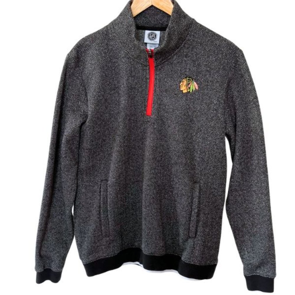 NHL Chicago Blackhawks Herringbone Fleece Quarter Zip Pullover